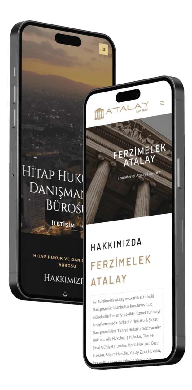 Hukuk bürosu web sitesinin mobil görünümü — 8 Yazılım referansı